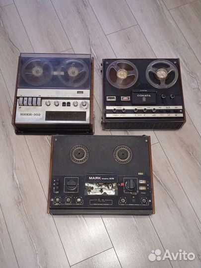 Магнитофоны катушечные Иней-302+Соната+Маяк-205