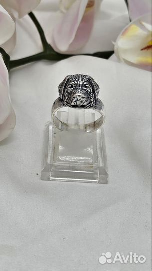 Кольцо с собакой р. 18.5