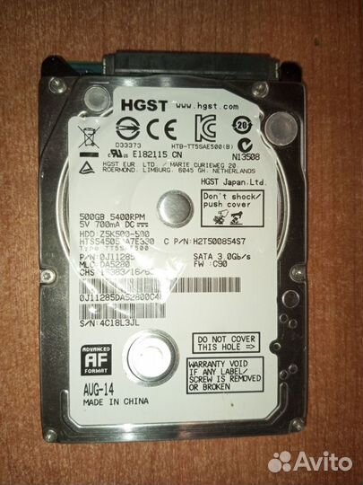 Жесткий диск hgst 500Gb (HTS545050A7E380)