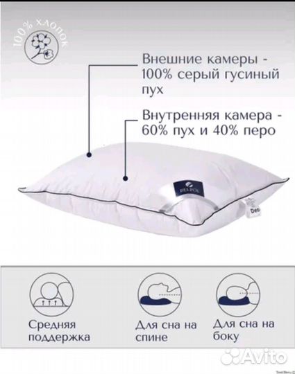 Подушка Bel Pol DEO трехкамерная Пух 50*68,68*68