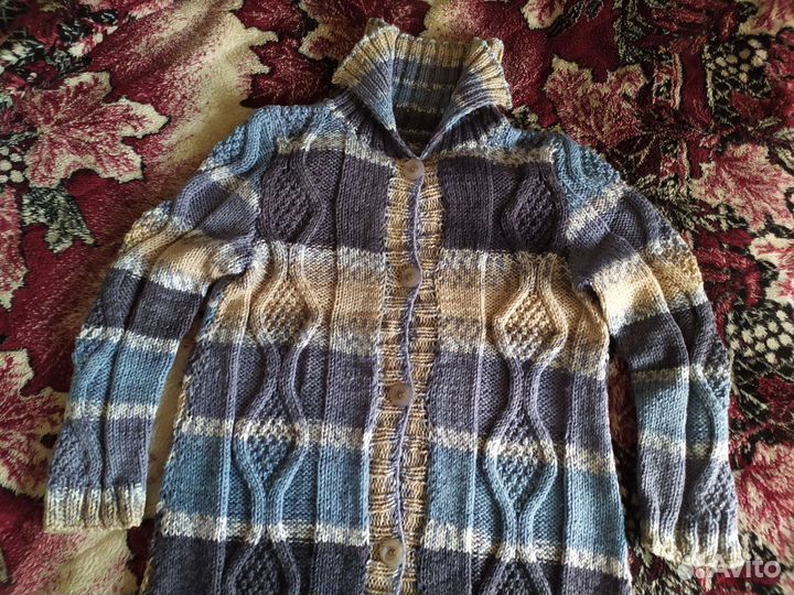 Пальто вязаное женское разноцветное