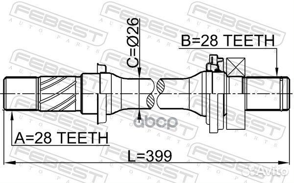 Полуось правая 28x399x28 mazda 6 GG 2002-2005