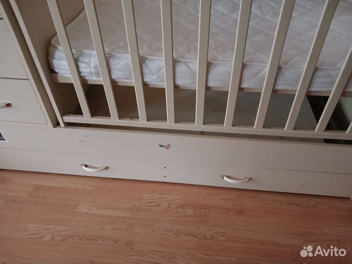 Детская кроватка трансформер, люлька, с комодом