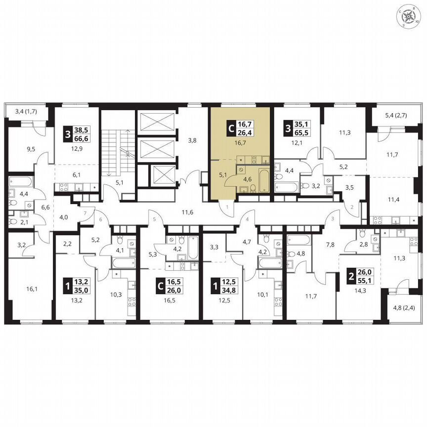 Квартира-студия, 26,4 м², 6/23 эт.