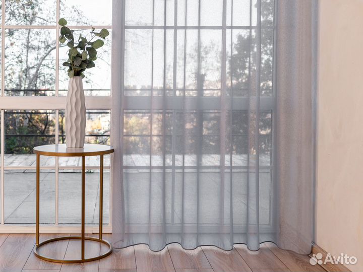 Тюль дебора серый готовый на окна пошив