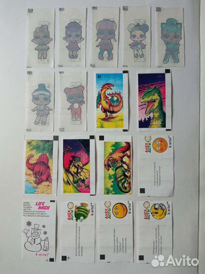 Вкладыши наклейки переводилки обёртки от жвачки