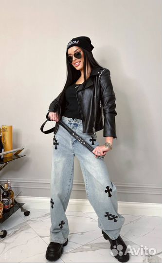 Кожаная косуха от chrom hearts