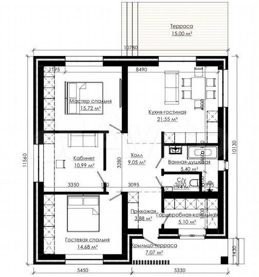 Дом 100 м² на участке 8 сот.