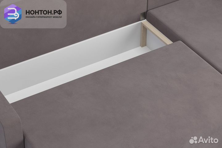 Диван угловой еврокнижка Мидгард коричневый