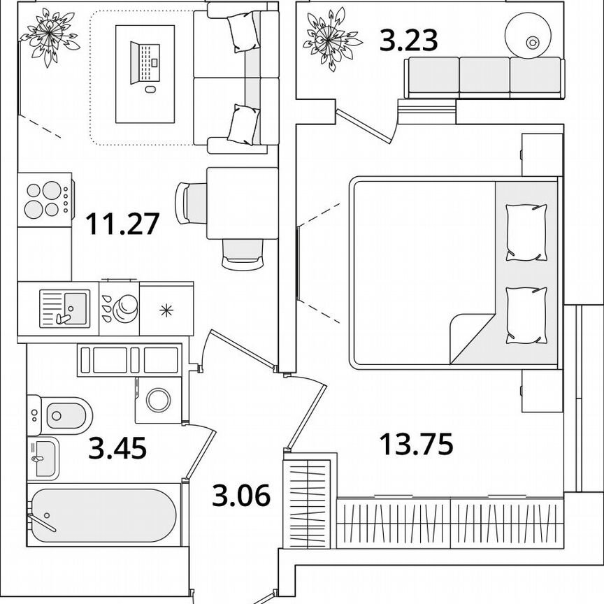 1-к. квартира, 33,2 м², 20/22 эт.