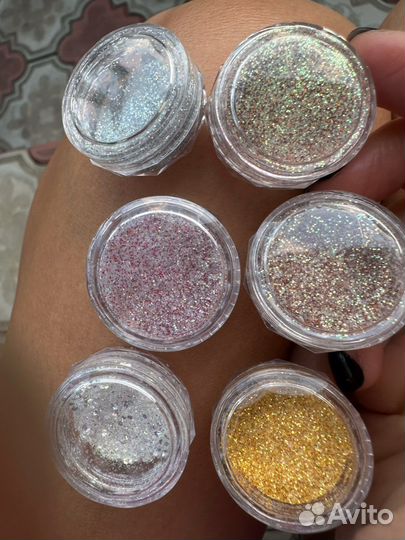 Блестки для маникюра 6 шт