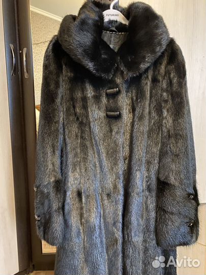 Шуба Норковая черная с капюшоном 50/52/54