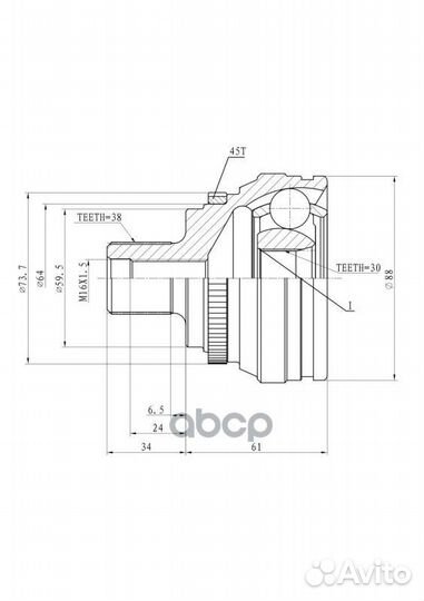 Шрус наружный (компл.) GIK04073 audi 100/A6(C4)