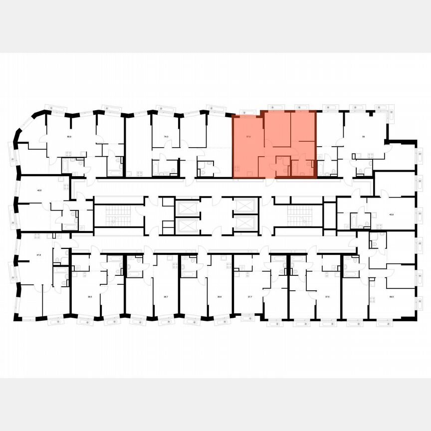 2-к. квартира, 57,9 м², 10/18 эт.