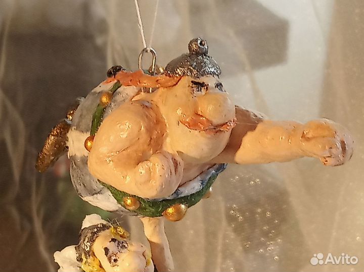 Ватная ёлочная игрушка Астерикс и Обеликс