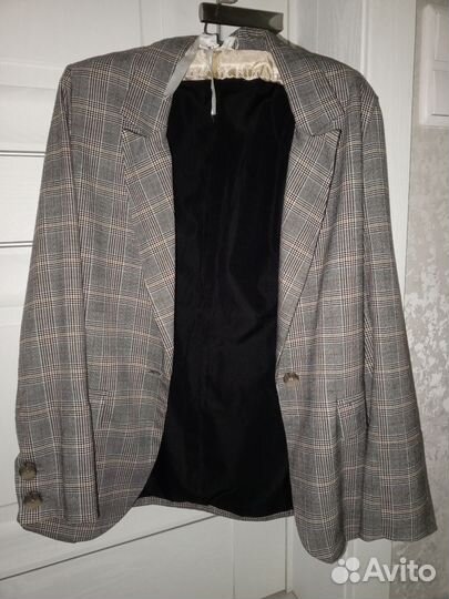 Пиджак школьный в клетку для девочки серый торг