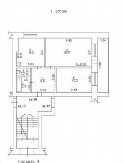 2-к. квартира, 45,1 м², 1/2 эт.