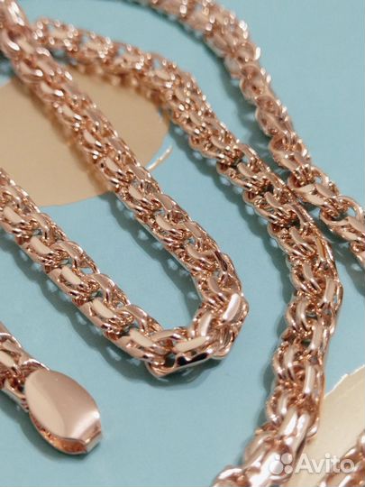 Золотая цепь и браслет Бисмарк покрытие золото