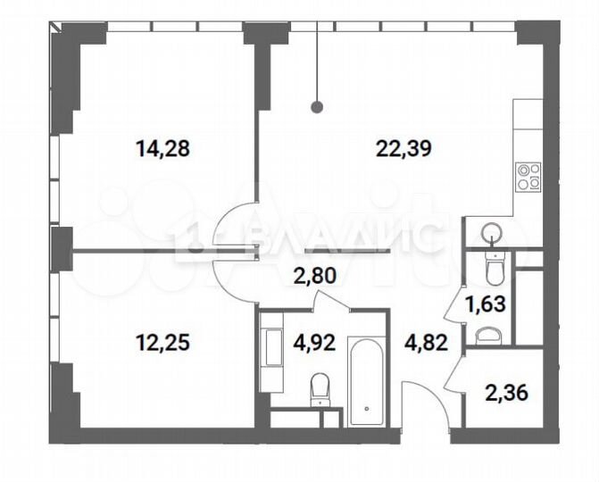 2-к. квартира, 65,5 м², 6/41 эт.