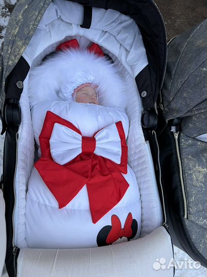 Зимний конверт на выписку для двойняшек