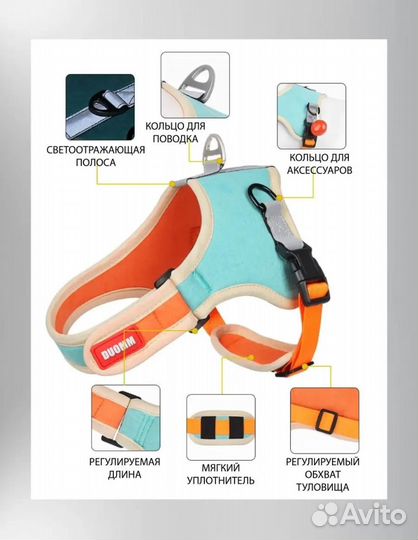 Шлейка с поводком для мелких собак размер L
