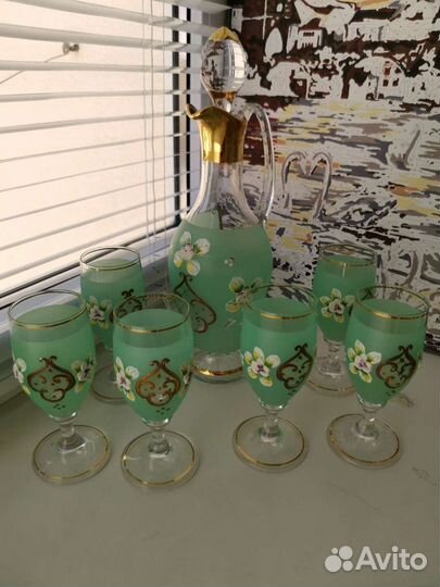 Графин с бокалами богемия