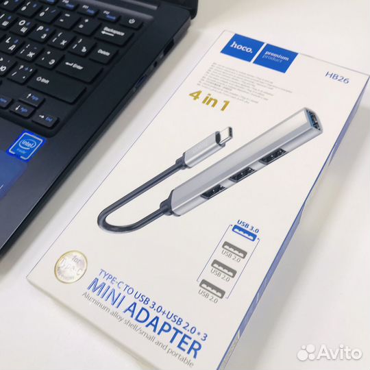 Хаб Разветвитель адаптер Type-C+USB 3.0 Borofone 2