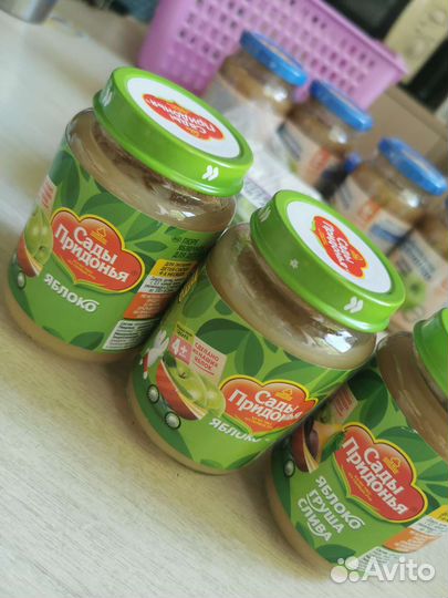 Фруктовое пюре, творожок