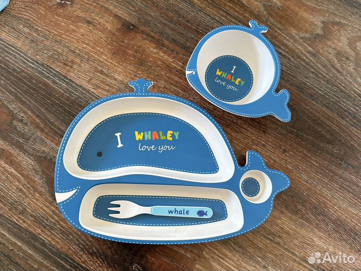 Набор бамбуковой посуды для кормления детей, киты