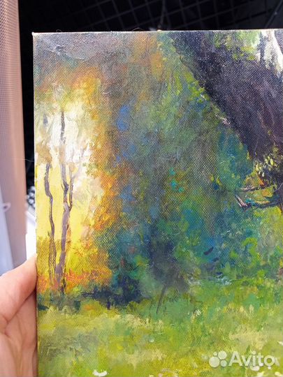 Картина маслом на холсте пейзаж лес