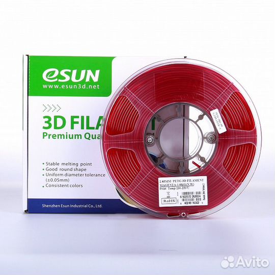 Petg-пластик esun 1.75 мм 1кг., красный