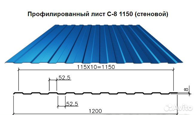 Профнастил С-8 RAL 5021 бирюзовый
