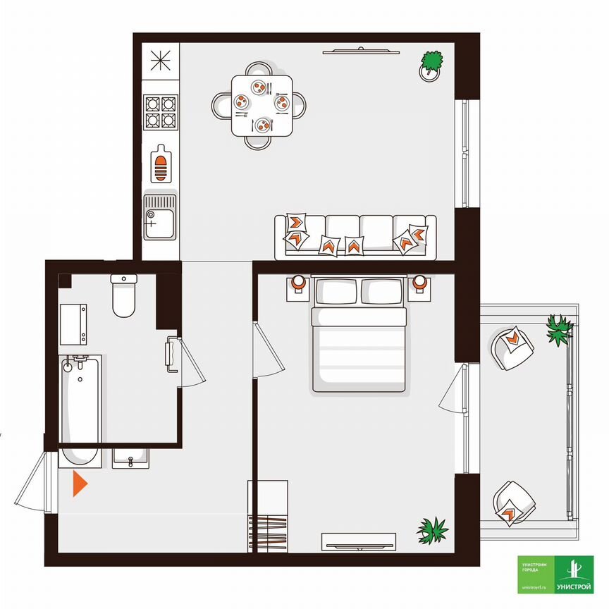 1-к. квартира, 41,8 м², 4/5 эт.
