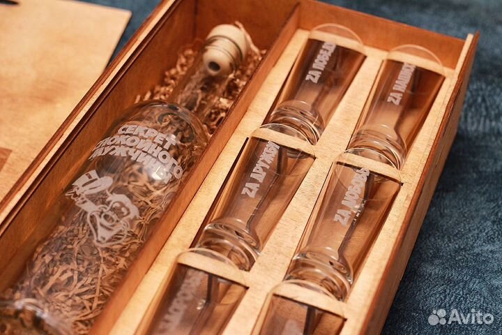 Рюмки/стопки с гравировкой в подарочной упаковке