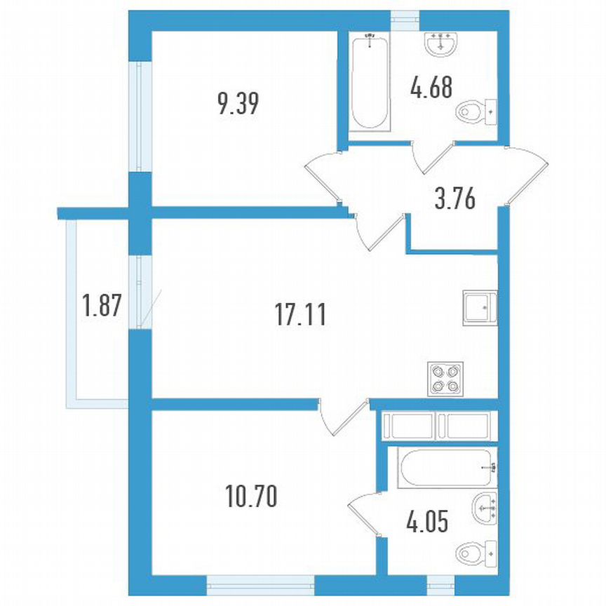 2-к. квартира, 50 м², 10/20 эт.