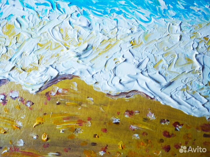 Картина маслом, морской пейзаж, пляж