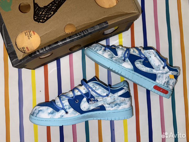 Nike SB dunk LOW X OFF-white цвет синий