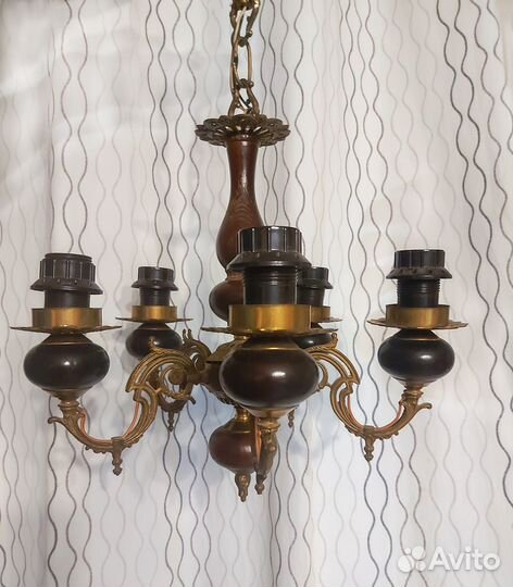Люстра потолочная, югославская, бронзовая