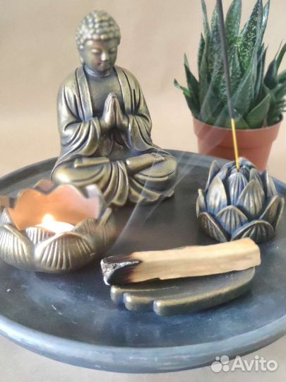Набор для медитаций Будда, подсвечник, палосанто