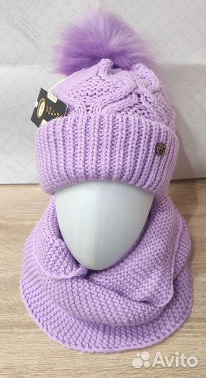 Комплект шапка и снуд женский