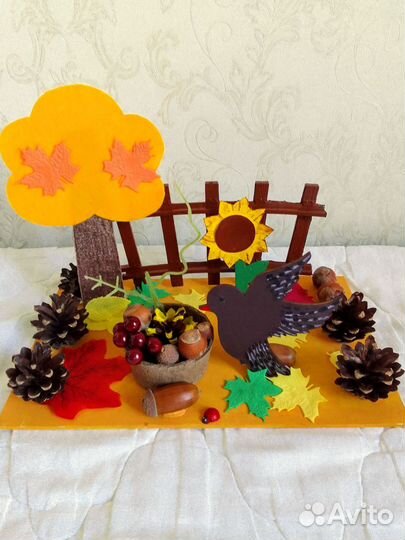 Поделка осенняя дары осени птичка в садик школу