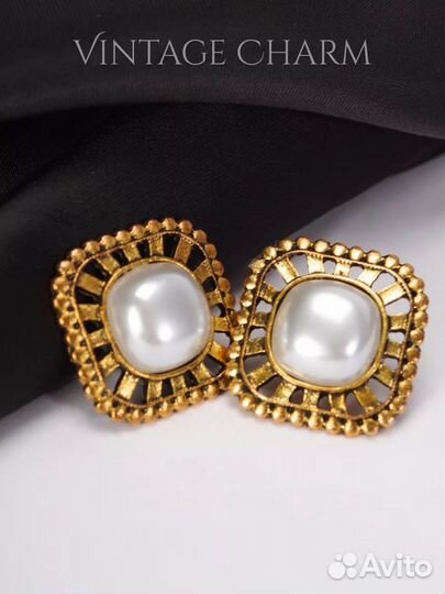 Серьги бижутерия золотые с жемчугом
