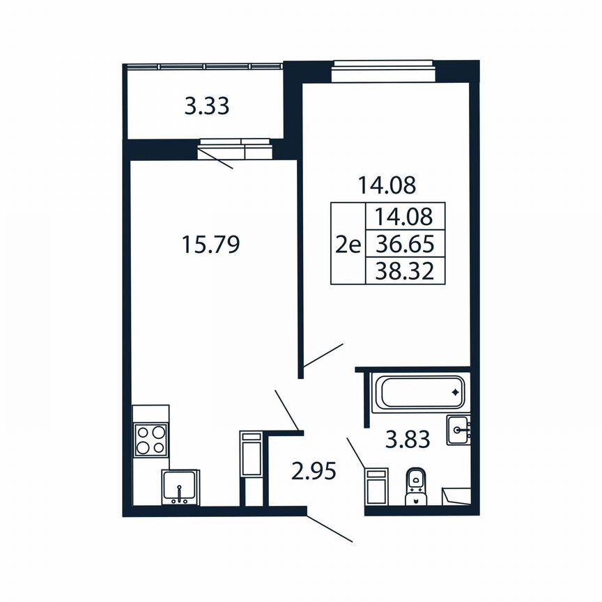 1-к. квартира, 40 м², 12/12 эт.