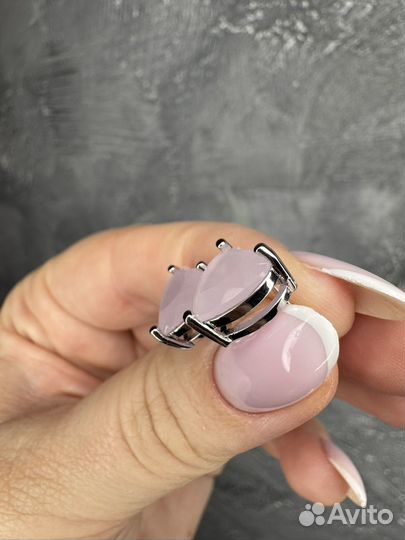 Серьги с розовым кварцем