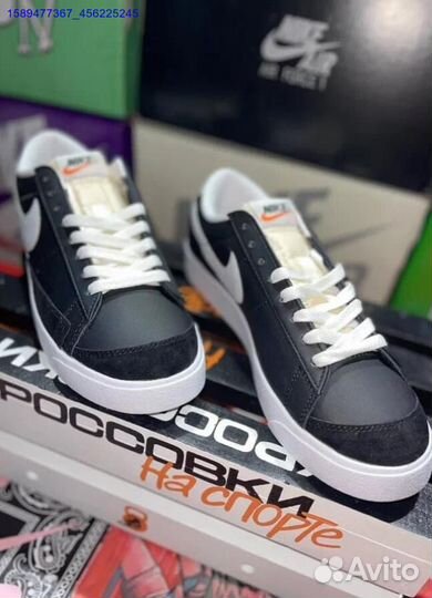 Nike Blazer Low Black White Swoosh (Арт.32359)