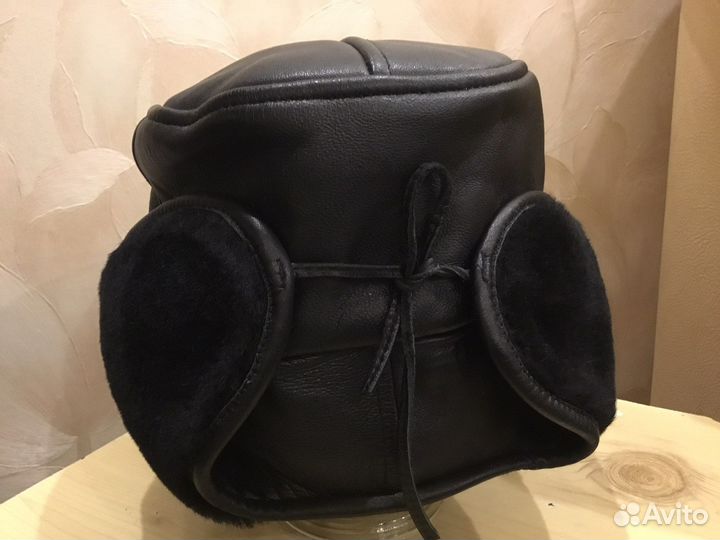 Мужская зимняя шапка кожа и мех натуральные