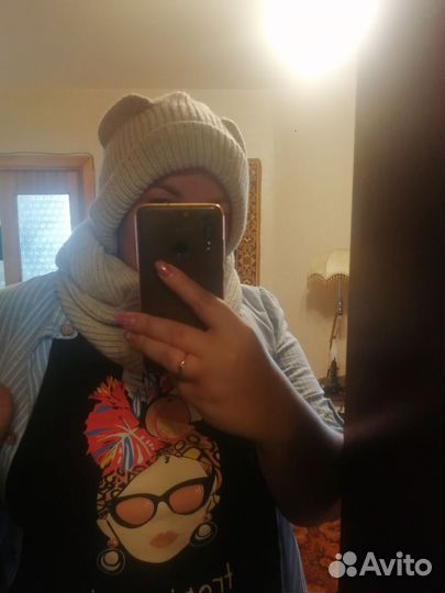 Капор-снуд 2 в 1, с ушками