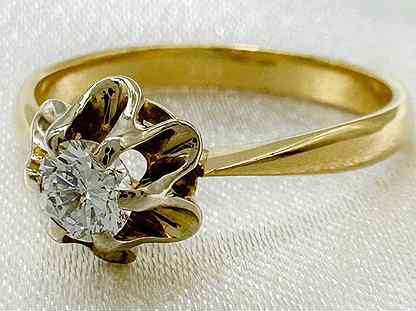Золотое кольцо с бриллиантом СССР 750 / 3.44 гр