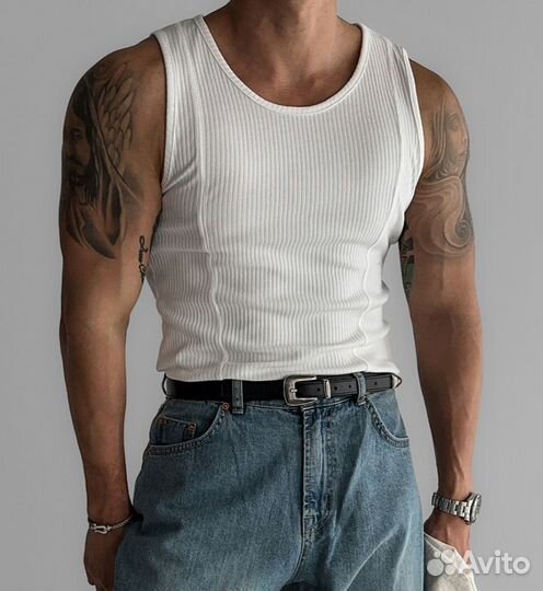 Майка old money мужская (в рубчик)