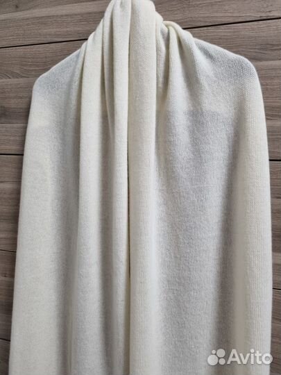 Вязаный шарф меринос белый молочный